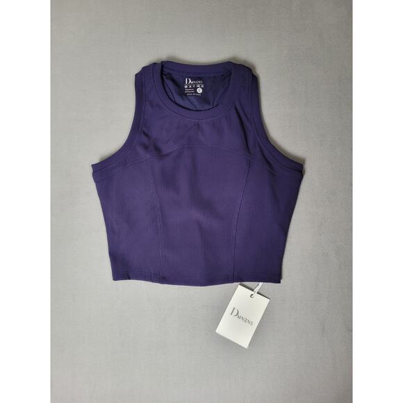 DMNZNS Womens Sleeveless High Neck Workout Crop Top Ribbed Knit Top Large - Picture 1 of 5